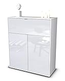 Stil.Zeit Highboard Giulia - Korpus Weiss matt - Front Hochglanz-Design Weiß (92x108x35cm) - Push-to-Open Technik & hochwertigen Leichtlaufschienen - Made in Germany