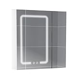 Intelligenter Spiegelschrank Aus Aluminiumlegierung Wandspiegelschrank Badezimmerspiegel Wasserdichter Spiegelschrank Mit Licht Badezimmerspiegelbox (Color : White, Size : 60 * 12 * 68cm)