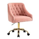 WOEOA Bürostuhl, Ergonomisch Drehstuhl, bequemer Samt Schreibtischstuhl, bis 135 kg belastbar, um 360° drehbar, höhenverstellbar, Computerstuhl mit gepolstertem (Rosa)