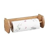 Relaxdays Bambus HBT: 12 x 37 x 13 cm Papierrollenhalter Holz zur Wandmontage als Spender und Halter für Küchenrolle Küchenrollenspender sowie Haushaltsrollenhalter, Natur Wand Küchenrollenhalter
