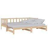 vidaXL Massivholz Kiefer Tagesbett Ausziehbar Ausziehbett Bettsofa Sofa Bett Sofabett Holzbett Schlafsofa Bettgestell Gästebett 2X(90x200) cm