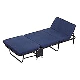 OAKYE Sonnenliege, Gartenstühle, faltbar, Relaxsessel, bequem, frei verstellbar, 5-Fach höhenverstellbar, Einzelbett für Erwachsene, Gästebetten, Aluminiumrahmen (blau, 75 cm)