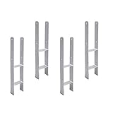 Sonnewelt H-anker H-Pfostenträger Pfosten Pfostenträger für Pfosten Zaun Carports Stelzenhäuser (4 Stück 121mm)