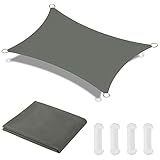 OFFCUP Sonnensegel, Sonnenschutz Baldachin, rechteckige Markise, Oxford-Stoff Wasserdicht Ripstop Uv Schutz Mit Pu-Beschichtung, 2x3m Garten Segel Mit Freiem Seil（Grau）