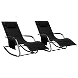 ZQQLVOO Sonnenliegen 2 STK. Textilene Schwarz und Grau Freizeitliege Liege Garten Garten Möbel Outdoor Gartenliege Geeignet für Garten, Terrasse, Hinterhof, Poolside