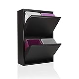Betten-ABC Refina Mehrzweckschrank, Mülltrenner, platzsparend, aus pflegeleichtem Metall Farbe Schwarz, Größe 4 x 15 L