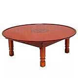 ARMOQ Retro Casual Couchtisch, Runder Couchtisch Klappbein Möbel Bodentisch Zum Essen Traditioneller Wohnzimmer Holz Tisch/Rosso/60 * 60 cm