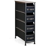 Giantex Schubladenschrank mit 4 abnehmbaren Stoffschubladen, hoher industrieller Aufbewahrungs-Organizer für Schrank, Wohnzimmer, Schlafzimmer, Flur, 20 x 48 x 76 cm