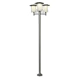 etc-shop LED Wegeleuchte Außenstehlampe 3 flammig Solarlampe Kandelaber Edelstahl Laterne Opalglas Optik, H 200 cm