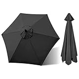 2.7m 3m Ersatz-Überdachung 6 Rippen 8 Rippen Sonnenschirm Ersatzbezug Outdoor Terrassenschirm Ersatz-Baldachin Wasserdicht Ersatzabdeckung Abdeckung UV-Schutz Bespannung ( Color : Black , Size : 3m/10
