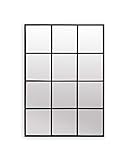 Antic by Casa Chic Schwarzer Metall Fenster Wandsppiegel - 90 x 60 cm Spiegel - Vintage Metallrahmen - Schwarz