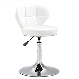 Einstellbare Höhe Leder Barhocker, Barhocker mit Rücken Hohe Belastbarkeit Dicker Schaum Bar Stühle Hocker Swivel Küche Stuhl-Weiß