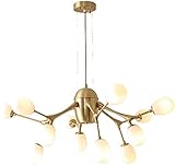 TOTLAC Gold Moderner Sputnik Kronleuchter Moderne Deckenleuchte 12 Glaskugelleuchten Mid Century Modern Kronleuchter für Esszimmer Küche Schlafzimmer Foyer Leuchte-Gold 12t