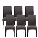 Jaotto Stuhlhussen 6er Set Stretch, Stuhlhussen für Esszimmerstühle Schwingstuhl, Stretch Stuhlschoner Abnehmbarer Waschbarer, Stuhlbezug Universal für Stuhl Esszimmer Büro Bankett Hotel(Dunkelgrau)