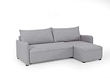 Atlantic Home Collection Dublin Schlafsofa mit Bettkasten, Polyester, Hellgrau, L-Form Sofa DUESSELDORF