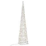 LED Pyramide Lichterkegel – Beleuchtung für Weihnachten innen außen – Acryl-Figur mit Trafo IP44 Timer 60 LED warm-weiß 90 cm hoch Xmas-Deko