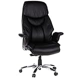 hjh OFFICE 608200 XXL Chefsessel Prado Leder Schwarz Bequemer Bürosessel mit Dicker Polsterung, hohe Rückenlehne