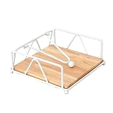 2er-Pack Quadratischer Serviettenhalter, Metall-Serviettenhalter Mit Beschwertem Arm Und Holzsockel, Bauernhaus-Serviettenhalter Für Tisch, Küche Und Arbeitsplatten (Color : White)