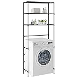 Gecheer Waschmaschinen Regal WC-Regal mit 3 Ablagen Überbauregal Waschmaschine Badregal Waschmaschinenschrank Waschmaschine Bad Schrank Schwarz 69x28x169 cm