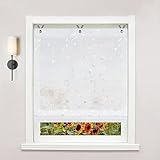 Delien Raffrollo ohne Bohren Voile Transparente Raffgardine Ösenrollo mit Silber Elektrisches Muster Kurzschals Modern Fenstergardine mit Hakenaufhängung 1 St. BxH 80x130cm,Weiß