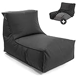 mokebo® Sitzsack Outdoor mit Schutzhülle 'Der Sundowner', Bean Bag, Bodenkissen anthrazit, Relaxliege Kinder & Erwachsene, Sitzkissen mit EPS-Perlen Füllung, Schutz durch Hülle wetterfest & wasserfest