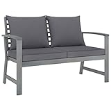 vidaXL Akazienholz Massiv Gartenbank 120cm mit Dunkelgrauen Kissen Gartenmöbel Sitzbank Gartensofa Bank Sofa Parkbank Holzbank Terrasse