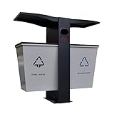 Robuster Müll-/Mülleimer Dauerhafter Metallmüll CAN Outdoor-Doppel-Barrel-Sortier-Mülleimer mit Aschenbecher, abnehmbarer Sortier-Mülleimer, einfach zu installieren Außenmülleimer für Terrasse, Hinter