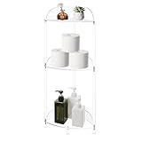 KOLUTI Badezimmer-Eckregal, 3 Etagen, massives Acryl, stehendes Regal, Organizer, Display für WC, Wohnzimmer, Schlafzimmer, Balkon, kleiner Toilettenpapier-Seitenhalter, transparent