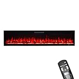 GLOW FIRE Inside 182 elektrischer Einbaukamin mit Heizung(1500 W) und 3D Multi Color Farbwechsler (106 cm) - Elektrokamin mit LED-Licht, Heizlüfter & Fernbedienung - zum Einbau in die Wand - schwarz