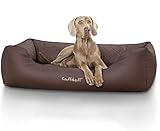 Knuffelwuff Orthopädisches Hundebett Madison aus laser-gestepptem Kunstleder XL 105 x 75cm Braun