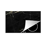KitchenYeah© Herdabdeckplatte Induktionsschutz - Herdabdeckung Matte - vergrößert die Arbeitsfläche - Induktionsherd Abdeckung Induktionskochfeld - 80x52 cm - Marmor - Schwarz - Gold - Chic -