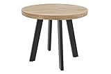 SAM Runder Esszimmertisch 80 cm Sophia, Akazienholz massiv, Esstisch naturfarben, 4-Fuß-Gestell Metall schwarz, Holztisch Industrial, aufgedoppelte Tischplatte 50(25+25mm), FSC® 100% Zertifiziert