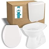 Calmwaters® - Stand-WC mit senkrechtem Abgang im Set mit Toilettendeckel und Spülkasten - 99000184