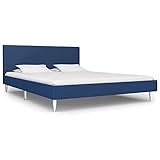 BULANED Bettgestell, Bett, Lattenrost, Bettrahmen, Jugendbett, Bed Frame, Futon Bett, Blau Stoff 160 x 200 cm