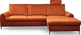 WFL GROUP Ecksofa Schlafsofa mit Bettkasten - Sofa Couch Ecksofa mit Schlaffunktion Bettfunktion L-Form mit Ottomane - Rechts - Orange