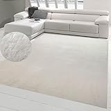 Teppich Wohnzimmer weich Flokati Badezimmer, waschbar, in Creme, 160x230 cm