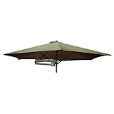 TONPOP Sonnenschirme, wandmontierter Terrassenschirm mit Metallstange – für den Außenbereich, Garten, Hof, Balkon, neigbarer Sonnenschirm, 250 cm (Farbe: gebrochenes Weiß) (Khaki)