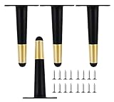 4 Pcs Metall Möbel Beine Schwarz Gerade Kegel Sofa TV Tischbeine Wrought Eisen Kaffee Tisch Beine Maximale Belastung 800kg Wear Und Anti-Slip Anti-Korrosion Und Rostschutz(Size:15cm Color:Black+Gold)