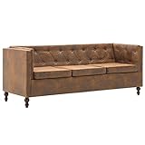 vidaXL Chesterfield Sofa 3-Sitzer Stoff Braun Loungesofa Polstersofa Couch