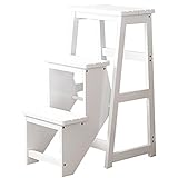 Multifunktions-Kletterhocker - Klappbarer Tritthocker mit 3 Etagen, tragbare rutschfeste Trittleiter aus Holz, faltbare Tresentreppe, multifunktionales Blumenregal und Stuhl für Küche/Garage/Wohnzimme