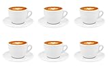 Luxpresso Dickwandige Cappuccinotassen, Cappuccino Autentico, weiß aus Porzellan, 6 Stück