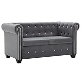 vidaXL Chesterfield Sofa 2-Sitzer Luxus Samtbezug Grau Polstersofa Loungesofa