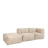 Icon Tetra Sitzsack, modulares Ecksofa, 3er-Set, Eck-Sitzsack, Liegesessel, Sitzpuff, feines Cord-Sitzsack, Beige, großes Sitzsack-Sofa für Erwachsene mit Füllung