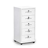FIONEL Aktenschrank Rollcontainer Büro-Aktenschrank, Eisen, Gürtelschloss, Aktenschrank, Weiß, Multifunktions-Schubladenschrank, Schwarz, Haushalts-Nachttisch Büroschrank (Color : Wit, Size : C)