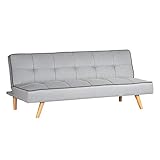 Homestyle4u 1961, Schlafsofa Sofa mit Bettfunktion Klappbar, Schlafcouch Grau Stoff