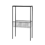 GRFIT Bücherregale Europäischer Eisen-Rahmen-Zeitschriftenständer-Boden-Speicher-Regal-Glascountertop-Speicher passend for Wohnzimmer/Schlafzimmer/Studie Bücherregale Standregal (Color : Schwarz)