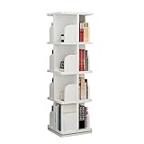 WHDNIOSS Bücherregale, drehbares Bücherregal, 360°-Buchaufbewahrungsregal, Bilderbuchregal, Wohnzimmer, mehrschichtiges Regal, weiß (Size : 40 * 40 * 132cm)
