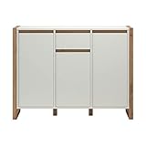 trendteam smart living Dakota Sideboard 3TR 1SK, Weiß/Artisan Eiche, Maße (aufgebaut B x H x T): 113 x 86 x 40 cm