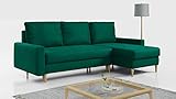 MKS Meble Ecksofa - L-Form Sofa Mit Schlaffunktion - Wohnlandschaft - Wohnzimmer L Couch - Polstersofa mit Bettkasten - Grün LANG