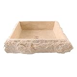 Wohnfreuden Marmor Waschbecken KOTAK creme eckig 50 cm - Unikat Bad WC Garten Naturstein Steinwaschbecken
